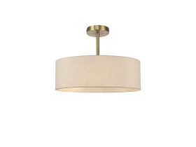 DK0740  Baymont 45cm Semi Flush 5 Light Antique Brass, Ivory Pearl/White